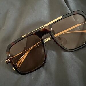 Amazon Brown Tortoiseshell and Gold Aviator Sunglasses